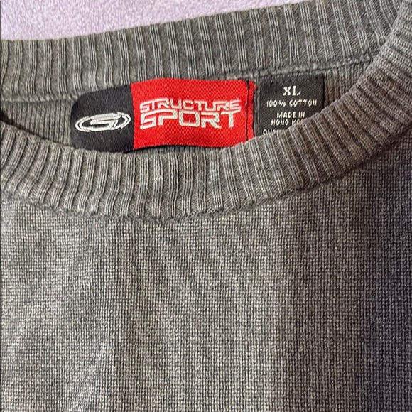 Structure Crewneck Sweater in Gray and Black with Ribbed Details - Picture 2 of 7